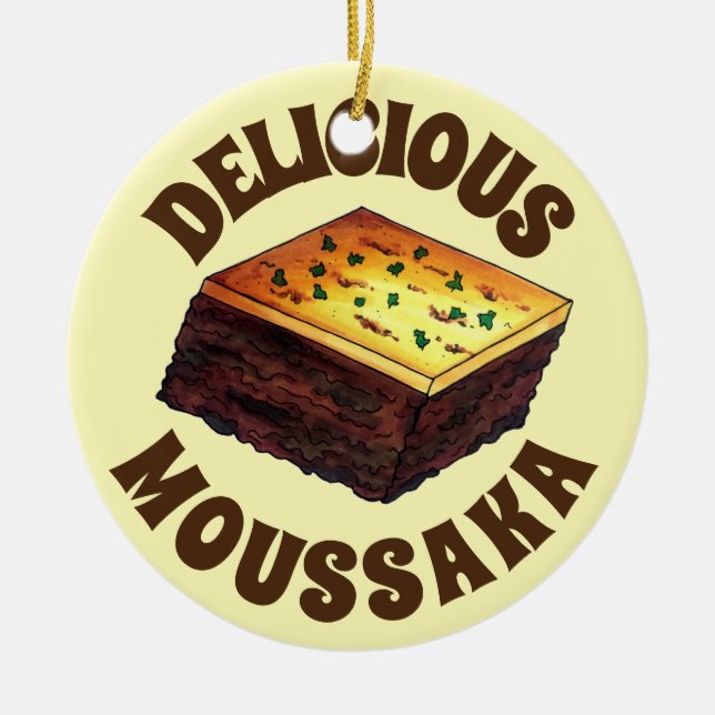 Adorno De Cerámica Moussaka Placa de berenjena mediterránea griega (Frente)