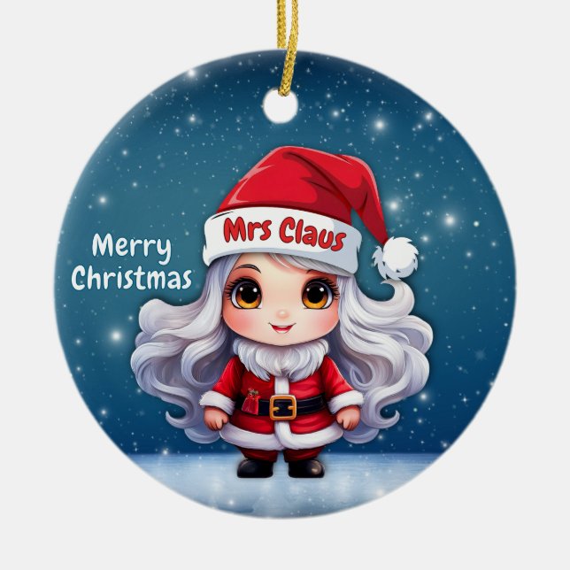 Adorno De Cerámica Mrs Claus Santa Hat🤶 🎄 (Frente)