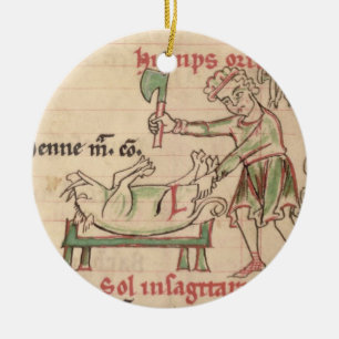 Adorno De Cerámica Ms 54. f.6r noviembre: Matando al cerdo, de un