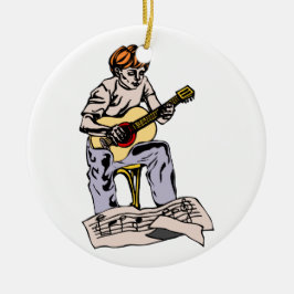 Adorno De Cerámica Muchacho que toca la guitarra acústica con