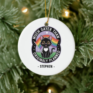 Adorno De Cerámica Mucho Gayer - Gracioso gato negro lindo orgullo LG