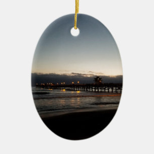 Adorno De Cerámica muelle de san clemente por la noche océano califor