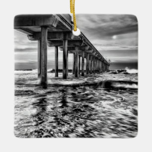 Adorno De Cerámica Muelle en B&W al amanecer, California