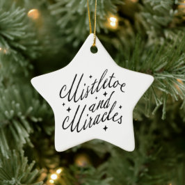 Adorno De Cerámica Muérdago y Milagros Estrella Moderna de Navidad