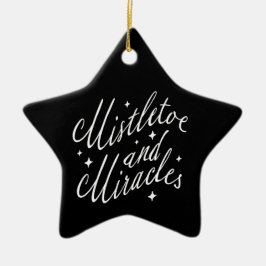 Adorno De Cerámica Muérdago y Milagros Navidad Moderna Black Star