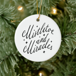 Adorno De Cerámica Muérdago y Milagros Navidad Redonda Caprichosa