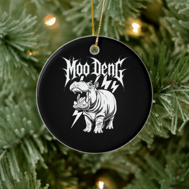 Adorno De Cerámica Muerte Metalizado bebé cutáneo Hippo Moo Deng Hipp (Árbol)