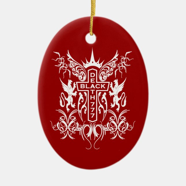 Adorno De Cerámica Muerte negra 777 - Cruz (Frente)