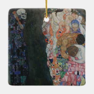Adorno De Cerámica Muerte y Vida por Gustav Klimt Arte Nouveau Vintag