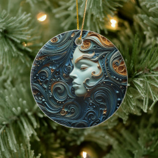 Adorno De Cerámica Mujer a la luz de la luna Arte 3D
