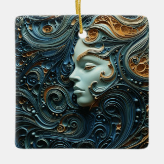 Adorno De Cerámica Mujer a la luz de la luna Arte 3D