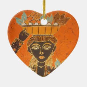 Adorno De Cerámica Mujer africana con imagen de cesta