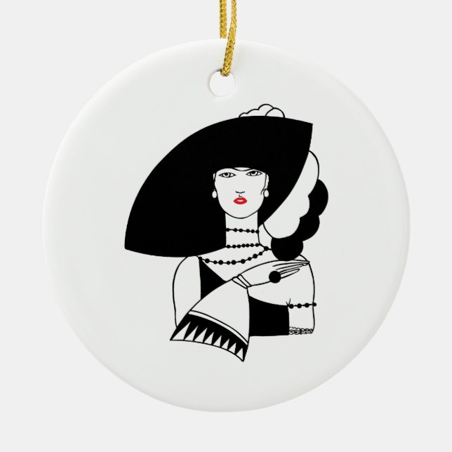 Adorno De Cerámica Mujer Art Déco En Grandes Gorras Gantes RL (Frente)