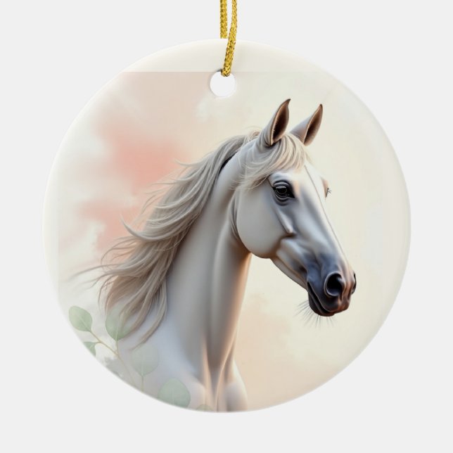 Adorno De Cerámica Mujer Cabalera Ella es bella y agua de gracia (Frente)