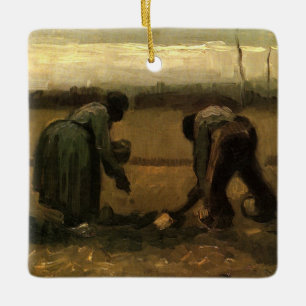 Adorno De Cerámica Mujer campesina plantando patatas por Vincent van 