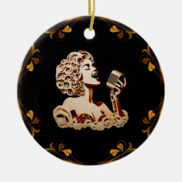 Adorno De Cerámica Mujer cantando papel artesanal arte musical