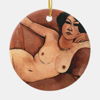 Adorno De Cerámica Mujer De Amedeo Modigliani En Un Sofá