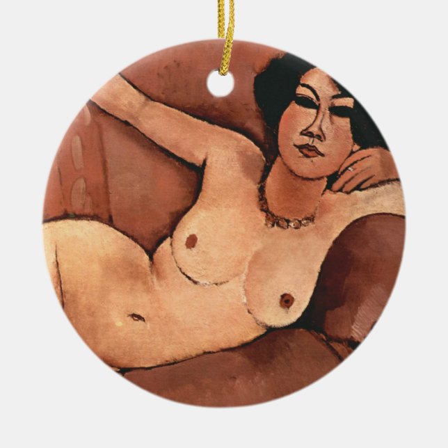 Adorno De Cerámica Mujer De Amedeo Modigliani En Un Sofá (Frente)