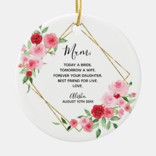 Adorno De Cerámica Mujer de novias rosa rosa geométrica