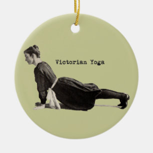 Adorno De Cerámica Mujer de Yoga Victoriano Vintage en Impresión de P
