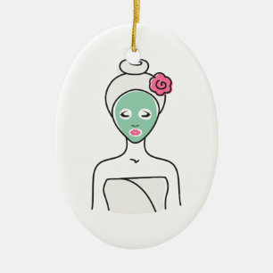 Adorno De Cerámica Mujer del Facial del balneario