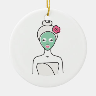 Adorno De Cerámica Mujer del Facial del balneario