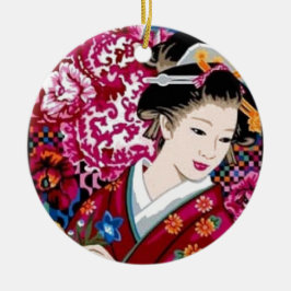 Adorno De Cerámica Mujer japonesa en kimono