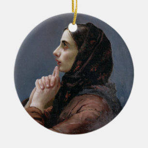 Adorno De Cerámica Mujer joven en el rezo, 1879 (aceite en lona)
