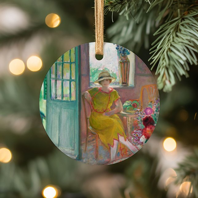 Adorno De Cerámica Mujer joven en un interior florido | Henri Lebasqu (Subido por el creador)