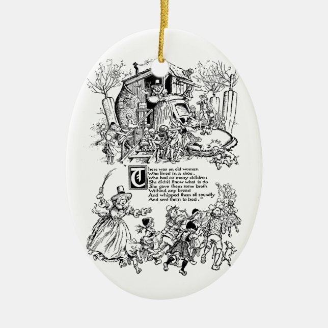 Adorno De Cerámica Mujer mayor en una poesía infantil del zapato (Frente)