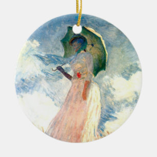 Adorno De Cerámica Mujer Monet con una sombrilla a la izquierda