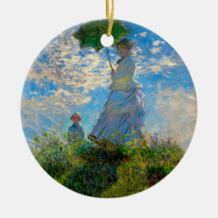 Adorno De Cerámica Mujer Monet Paraguas Impresionismo
