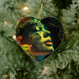 Adorno De Cerámica Mujer neón realista, arte coralpunk brillante