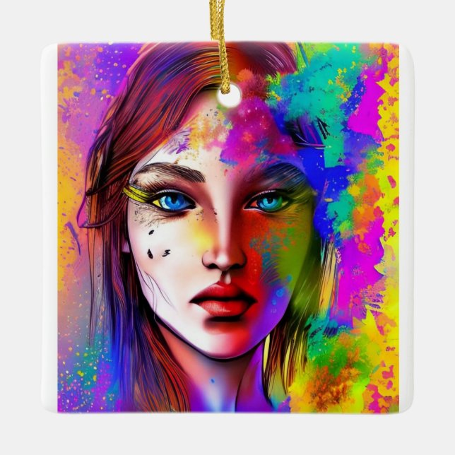 Adorno De Cerámica Mujer urbana poderosa (Anverso)