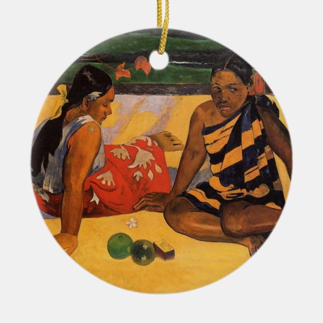 Adorno De Cerámica Mujeres de la Polinesia Francesa de Gauguin Tahiti (Frente)