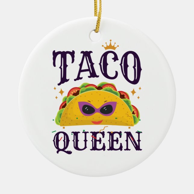 Adorno De Cerámica Mujeres de Taco Queen Love Tacos (Frente)
