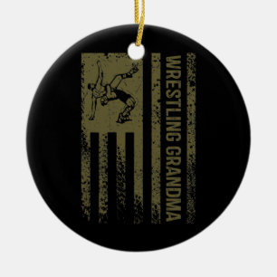 Adorno De Cerámica Mujeres luchando contra la abuela vintage bandera 