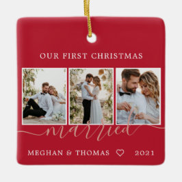 Adorno De Cerámica Multifotos primera Navidad Casada Cerámica Ornam