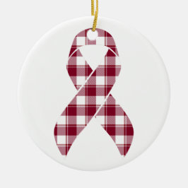 Adorno De Cerámica Multiple Myeloma Cancer Awareness Plaid Burgundy 