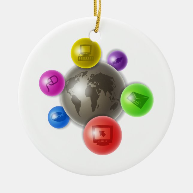 Adorno De Cerámica Mundo de las computadoras (Frente)