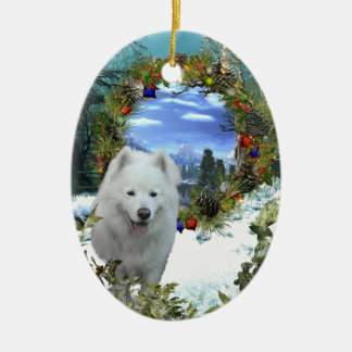 Adorno De Cerámica Mundo del samoyedo
