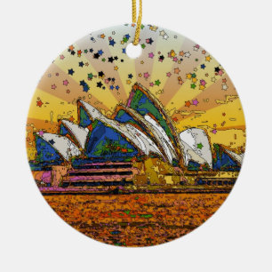 Adorno De Cerámica Mundo Psicodélico: Horizonte de Sydney A1