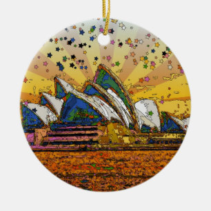 Adorno De Cerámica Mundo Psicodélico: Horizonte de Sydney A1