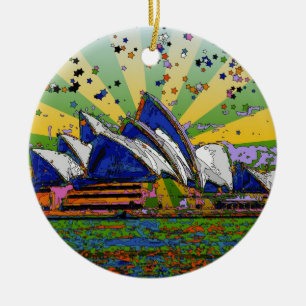 Adorno De Cerámica Mundo Psicodélico: Horizonte de Sydney Australia A