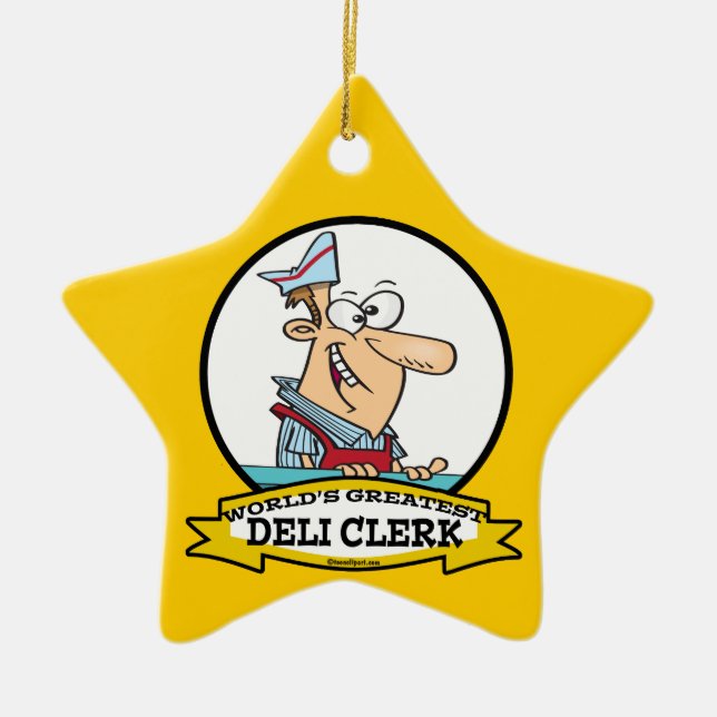 ADORNO DE CERÁMICA MUNDOS MÁS GRANDES DELI CLERK HOMBRES PERSONALIZAD (Frente)