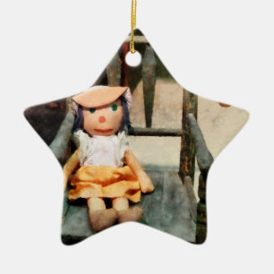 Adorno De Cerámica Muñeca de trapo en silla