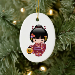 Adorno De Cerámica Muñeca Sakura Kokeshi - Chica Cute Geisha