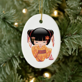 Adorno De Cerámica Muñeca Ume Kokeshi - Chica Geisha japonés