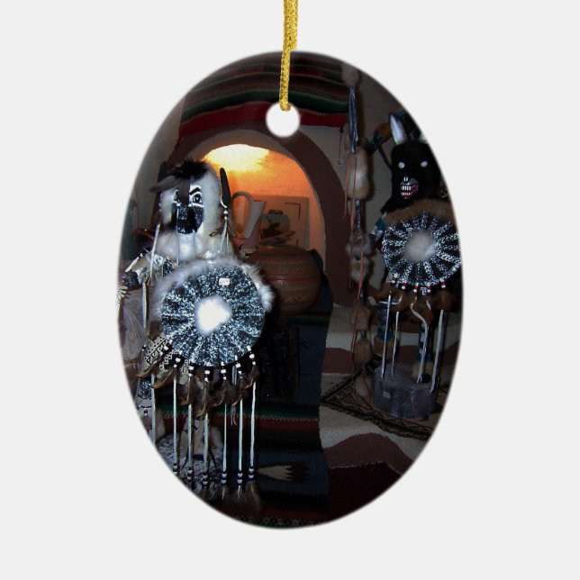 Adorno De Cerámica Muñecas Kachina nativas estadounidenses (Frente)