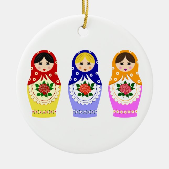 Adorno De Cerámica Muñecas rusas de la jerarquización del matryoshka (Frente)